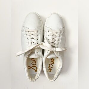 Sam Edelman White Leather Tennis Shoes Sneakers Women Size 9.5M